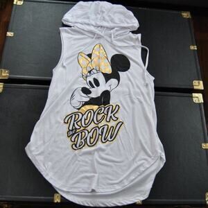 Minnie Mouse Rock the Bow Small White & Gold Disney Hooded Tank Top
